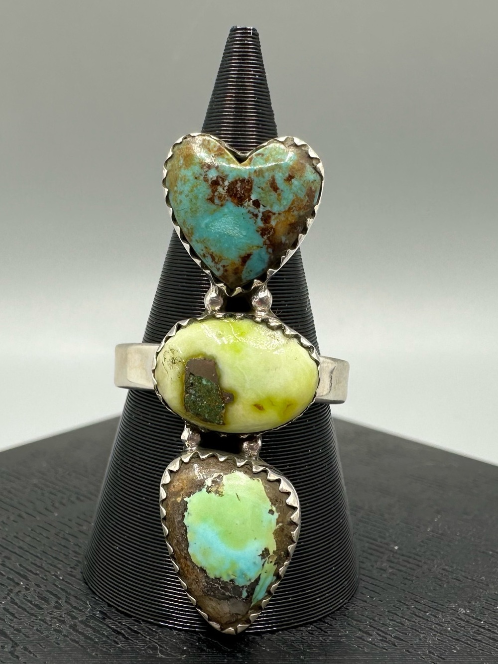 Palomino & Royston Turquoise Sterling Silver 925 Heart Crawler Ring Handmade